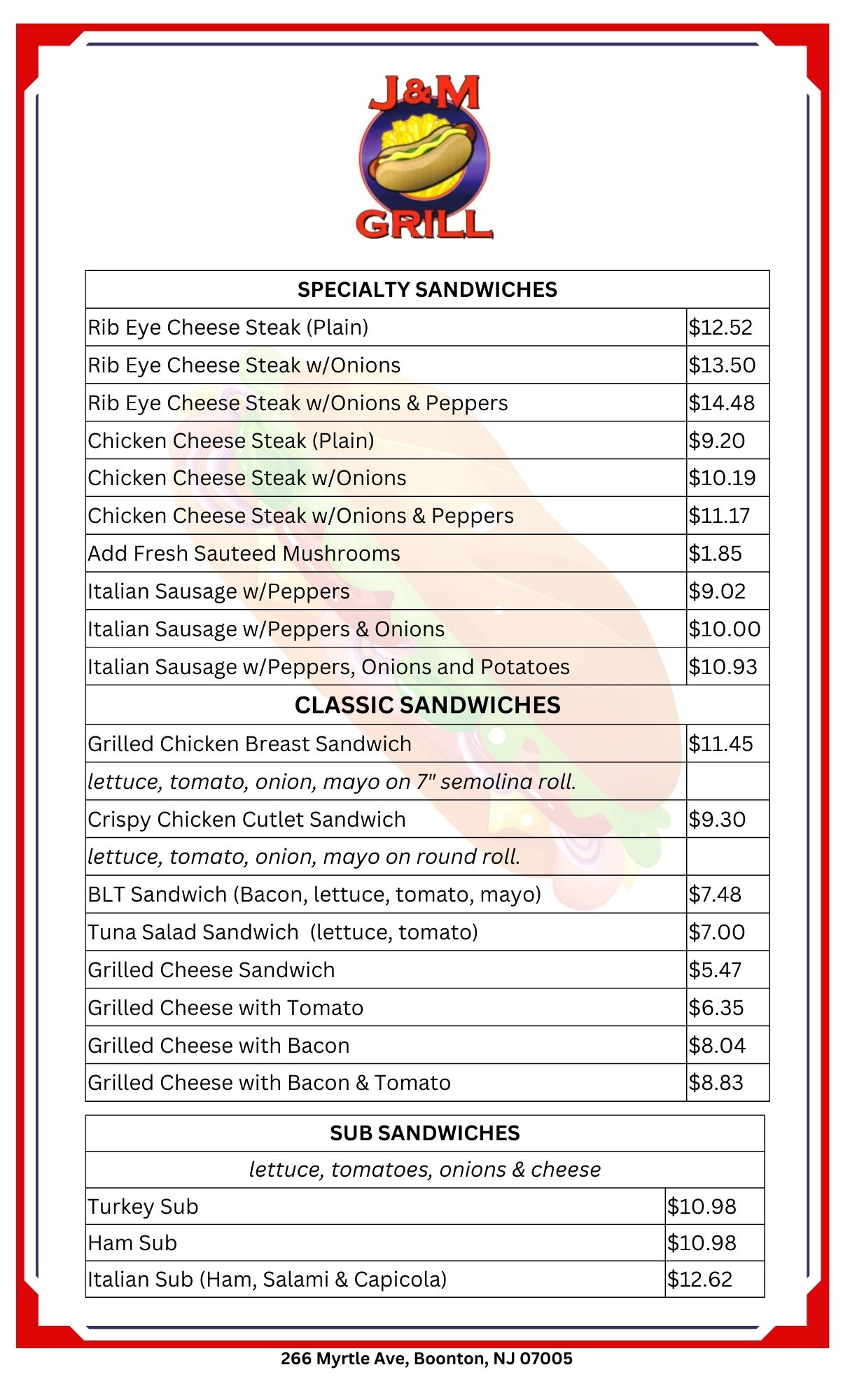 J&M Grill Menu 942024 3