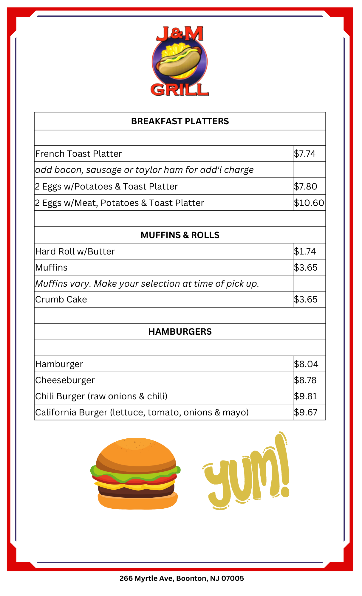 J&M Grill Breakfast Burgers 4232024